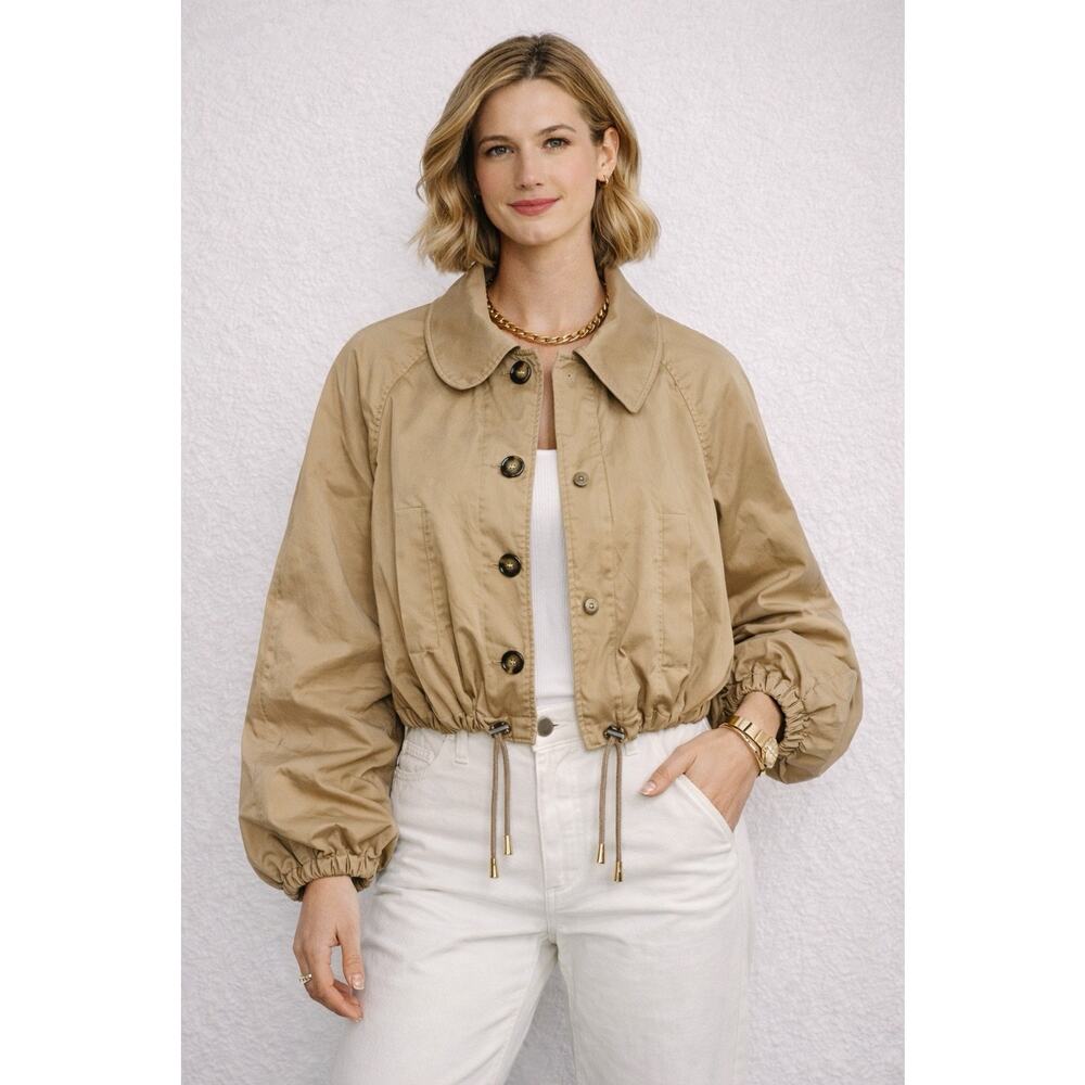 INC International Concepts Women’s Size Large Tan Cropped Utility Jacket